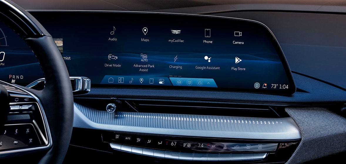 Pantalla de 33 pulgadas 9k en tu nueva Cadillac Optiq, SUV de lujo compacta eléctrica